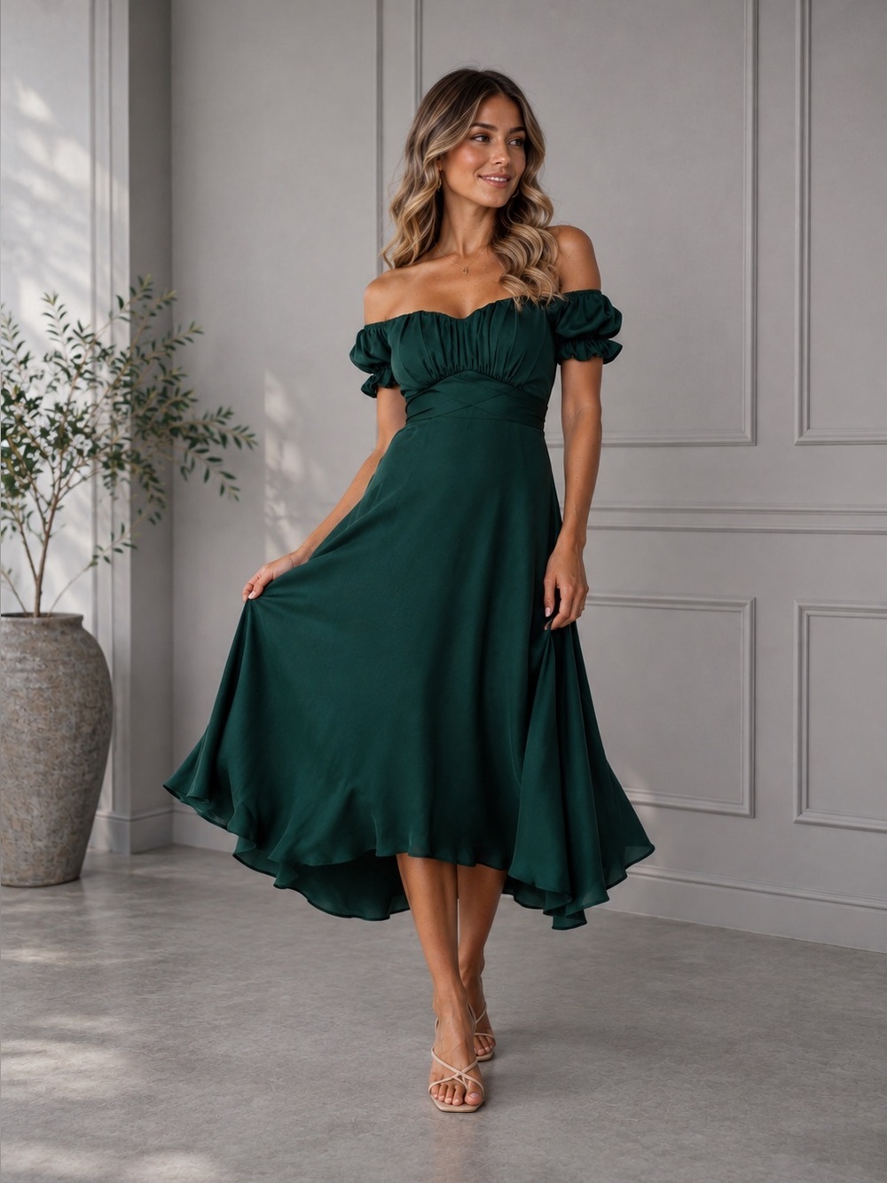 Petal & Pup Mickenna Sweetheart Frill Midi Dress B2789